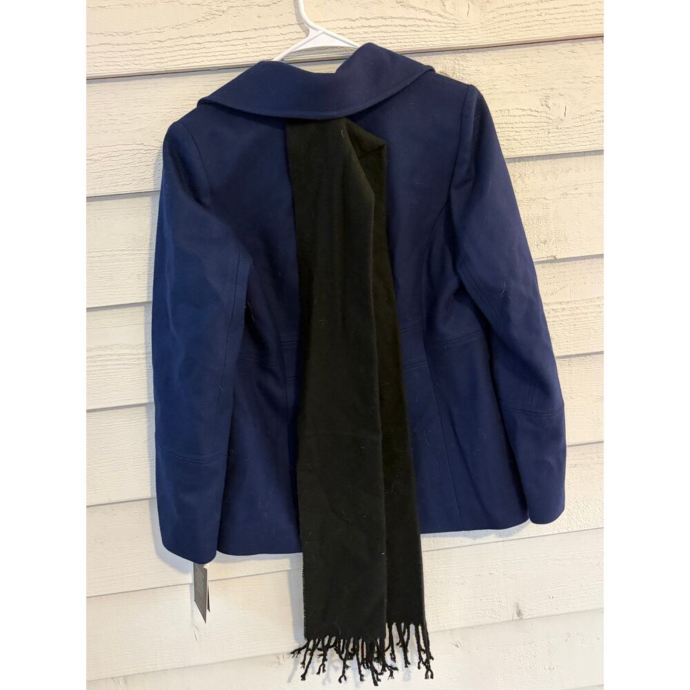 London Fog Sapphire Wool Blend Peacoat w/ Scarf NWT Petite Medium Classic Coat - Picture 5 of 5